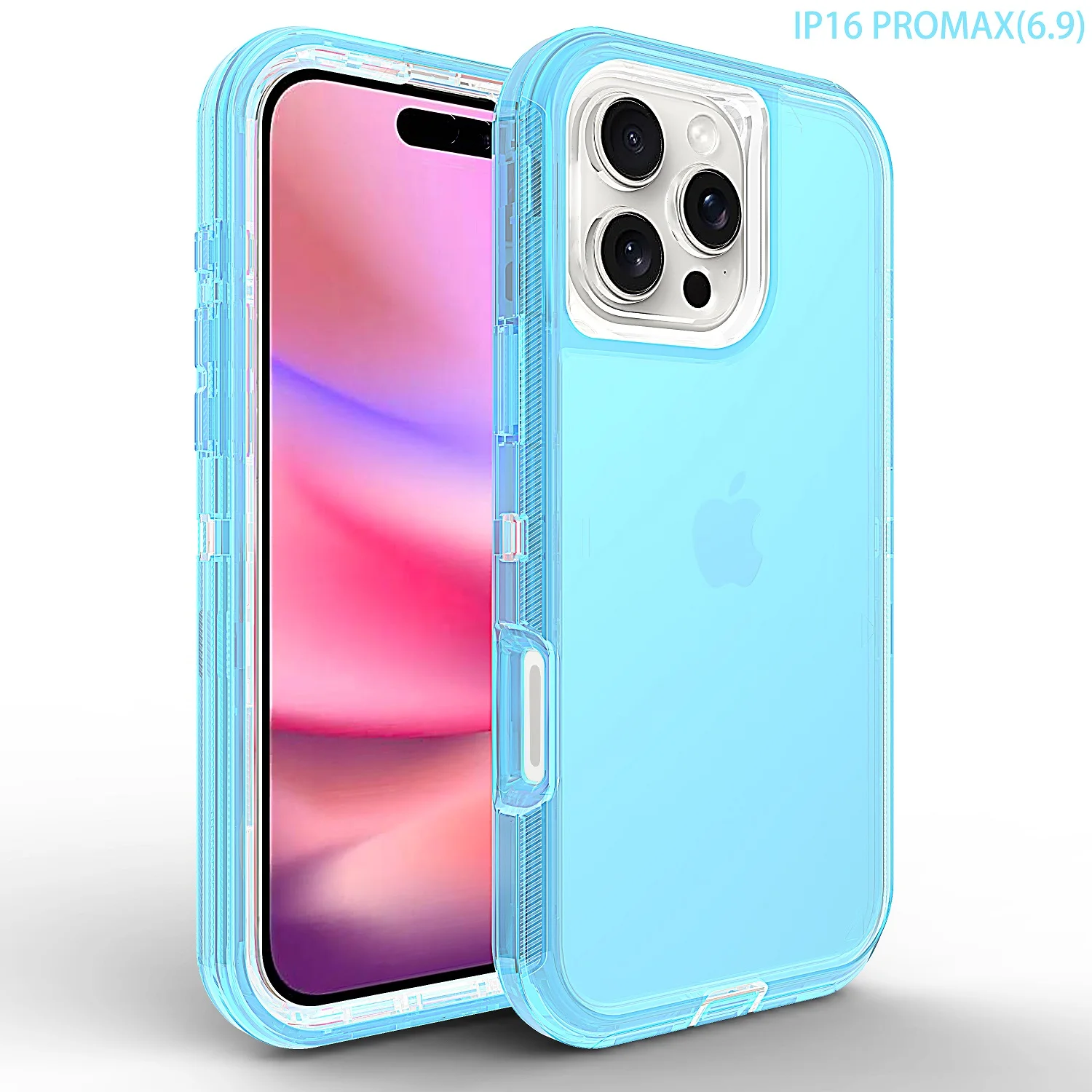 3 in 1 Defender Hybrid Transparent Tough Back Cover Protective Phone Case for iPhone 16 16pro 16 Pro Max