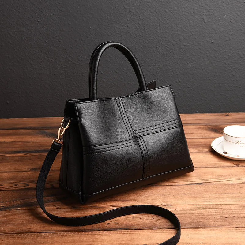 Solid Color Shoulder Handbags Women PU Leather Small Tote