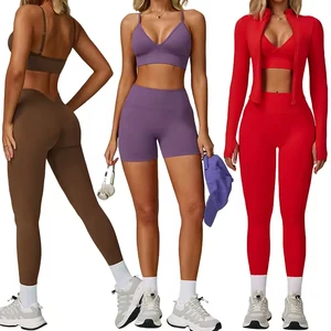 Elastic Waist Plus Size Solid Front Eco-Friendly Quick Dry Jacket and Shorts Breathable Fitness Set Women Sport Outfit