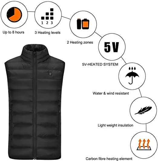 Sidiou Group Wholesale High Quality Heated Vest USB Charging Heating Gilet Men Vest