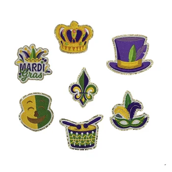 mardi gras sequin bow patch