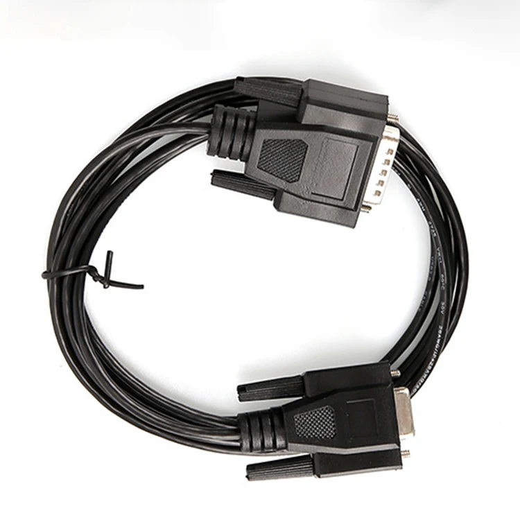 Black Molded Barcode Printer Cable Rs232 Db15 Male Connector To Db9 Pin