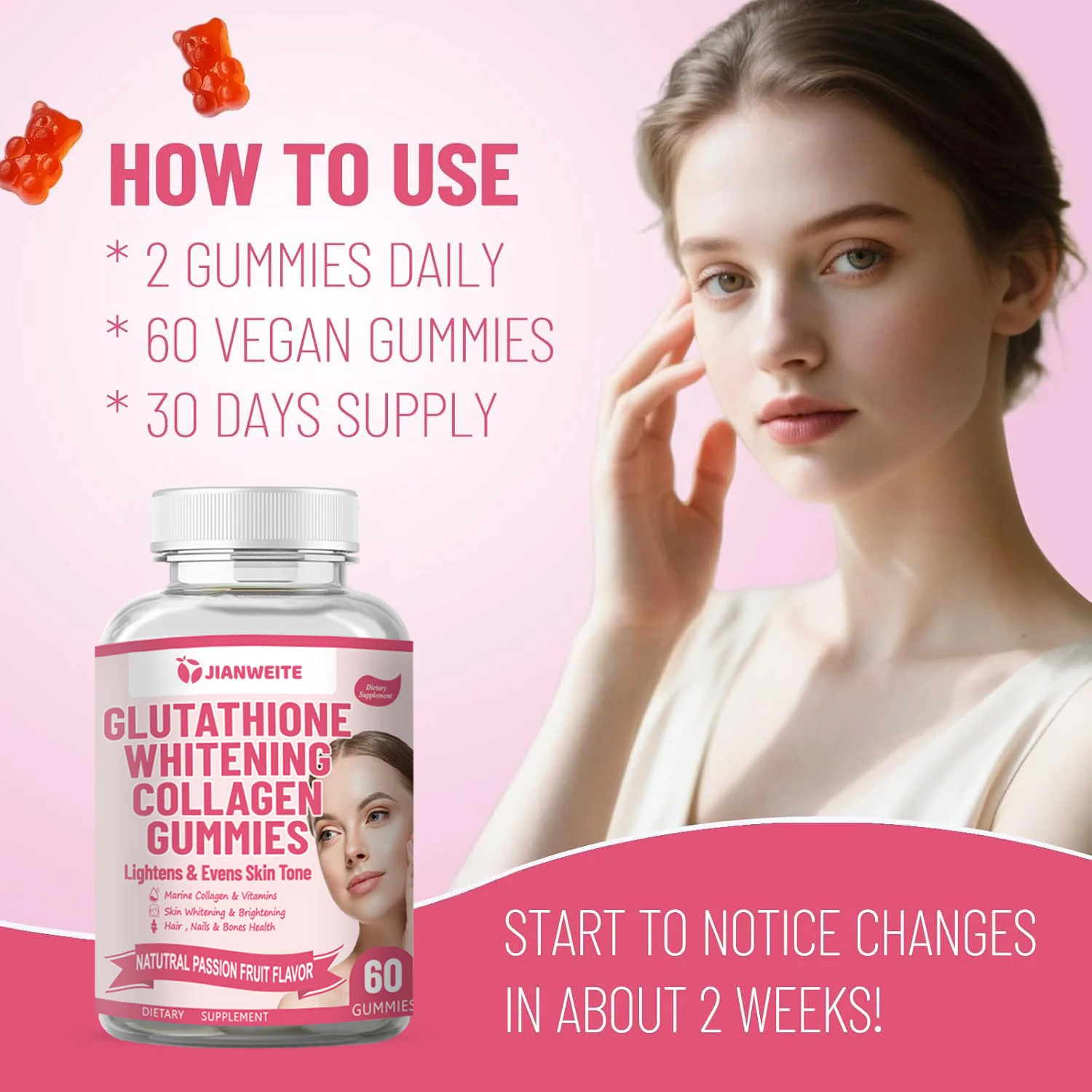 herbal glutathione skin whitening Collagen L-Glutathione Brightening Glow Gummies Women Beauty Supplement with Biotin Vitamin C & E Cromatografía de exclusión molecular collection::cardiovascular-support Size:1.69oz / 50ml