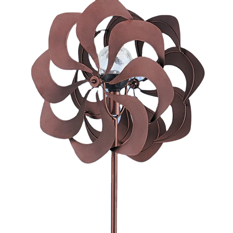 Copper Wind Spinner 3D  Light Outdoor Sculpture Spiral Metal Wind Spinner