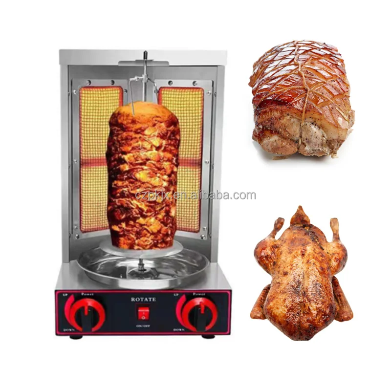 Two Burners Gas Electric 2 In1 Automatic Rotating Doner Kebab Machine Chicken Shawarma Grill Machine