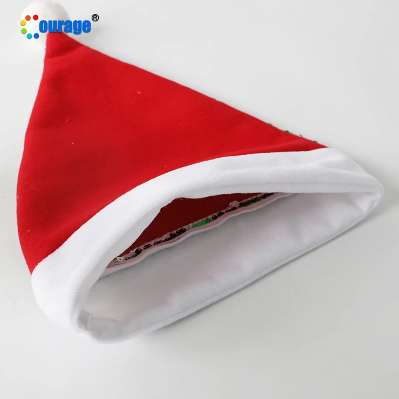 Зеленые, лидер продаж, уникальные сублимационные рождественские украшения с блестками, шляпа на заказ, детские шляпы