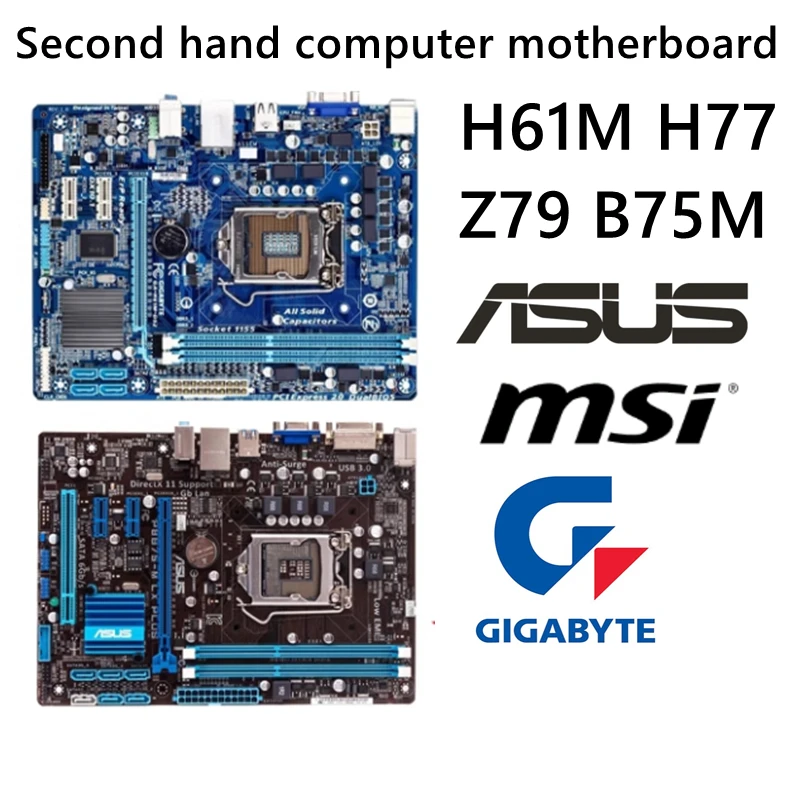 H61M Computer Motherboard ASUS MSI GIGABYTE LGA1155 Warranty for 6 Months Batch Sales H61M-DS2 H61M-D K
