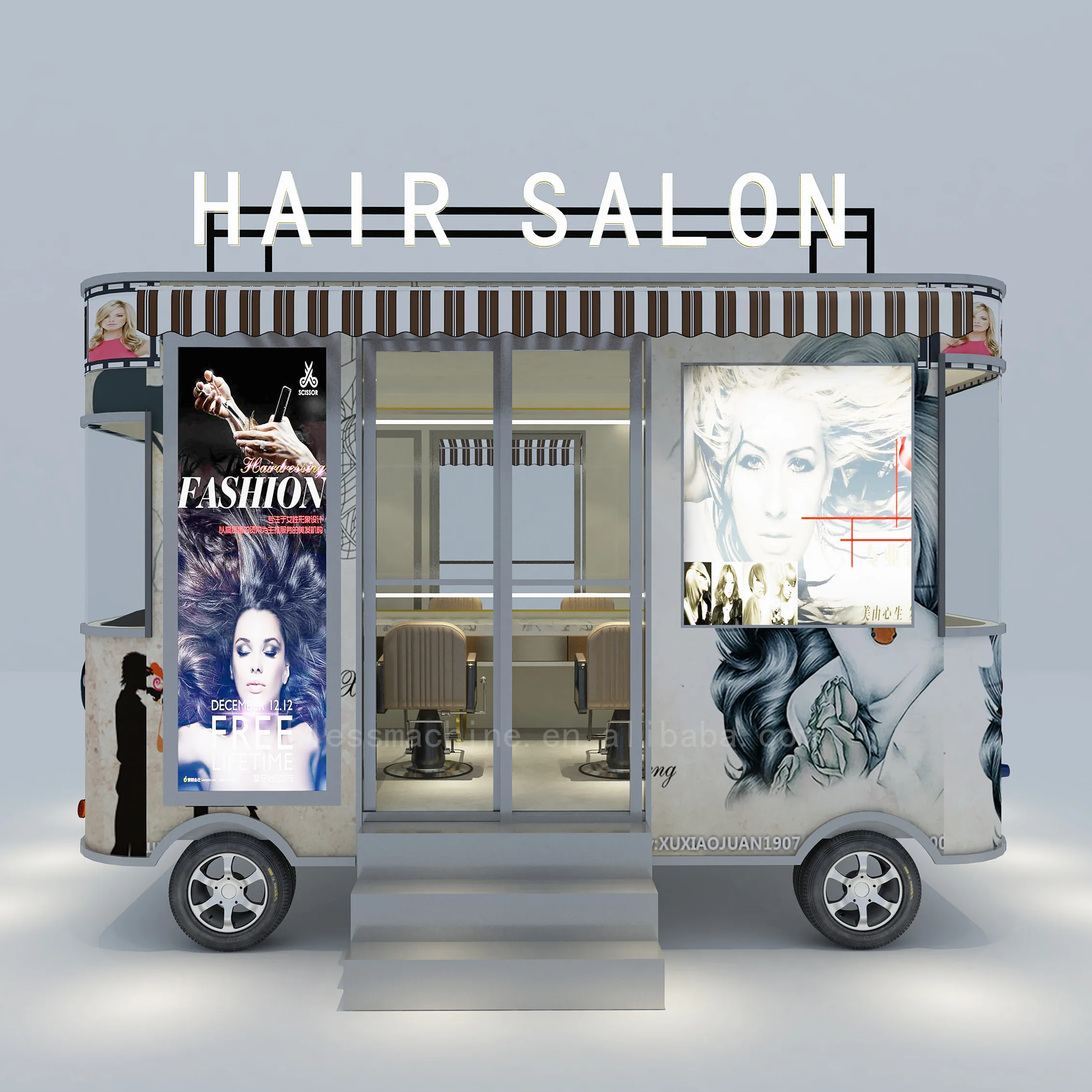 Mobile Barber Shop Truck With Customized Features Battery Pack