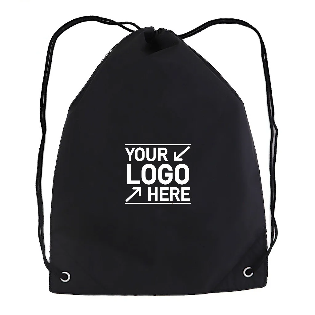 Customized Polyester 210d With Mesh Drawstring Backpack Nylon Black Mesh Drawstring Bag High