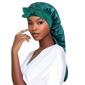 Baoli Women satin bonnets for long hair braids wholesale hair bonnets with ties custom logo silk bonnets for sleeping