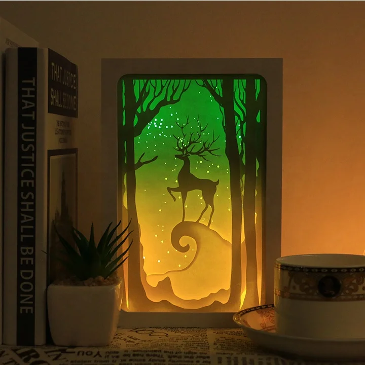 Forest And Elk Paper Lightcut Box Light Paintings Family Gift Paper Lantern 3d Cricut Material Buy Nature Gift Forest Paper Cut Box Home Decor Lamp Product On Alibaba Com