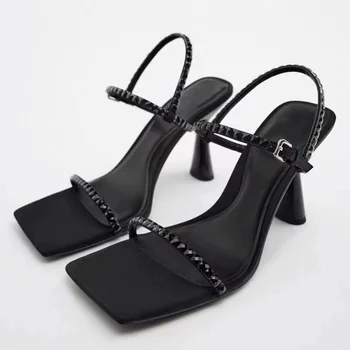ZA sandals shoes summer Hot Sales black sandals for women and ladies high heels Rhinestone Sandals