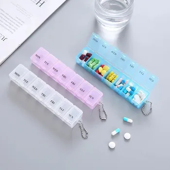 One week medication box 7 days capsule packaging box colorful pill portable containers