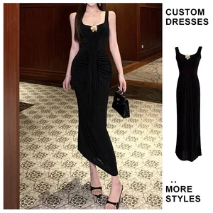 Summer Temperament Elegant Women's Sexy Draped Party Hollow Casual Bodycon Maxi Dresses Simple Short Sleeve Regular Solid Color