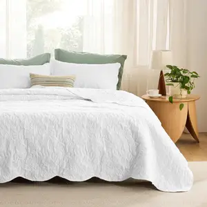 Quilts  - Ultra Soft Pre-Washed Bedspread - Lightweight Comforter with 2 Pillow Shams - Summer Bedding Set with Leaf Design