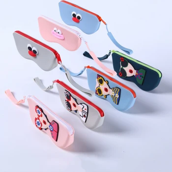 High Aesthetic Eco-Friendly Soft Silicone Women's Large Hangable Travel Anti-Drop Eyeglasses Storage Box Sunglasses Case