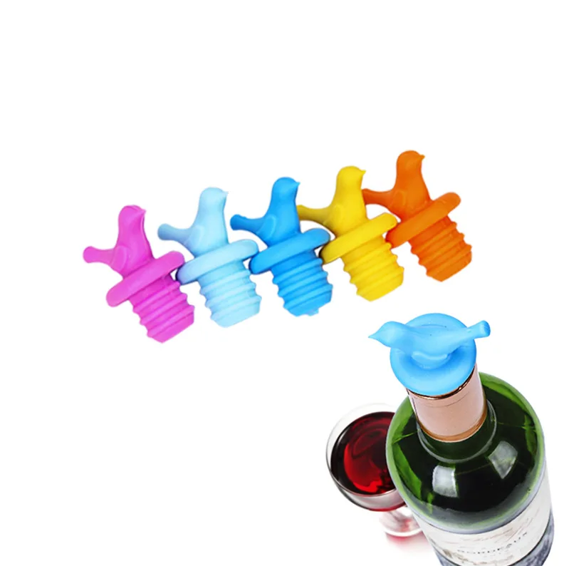 2 x rosa rossa e 2 x viola 2 x verde Hillento piccolo kit di silicone uccello bottiglia di vino tappo in silicone bottiglia tappo di sughero insieme di 8 colori assortiti 2 x blu 