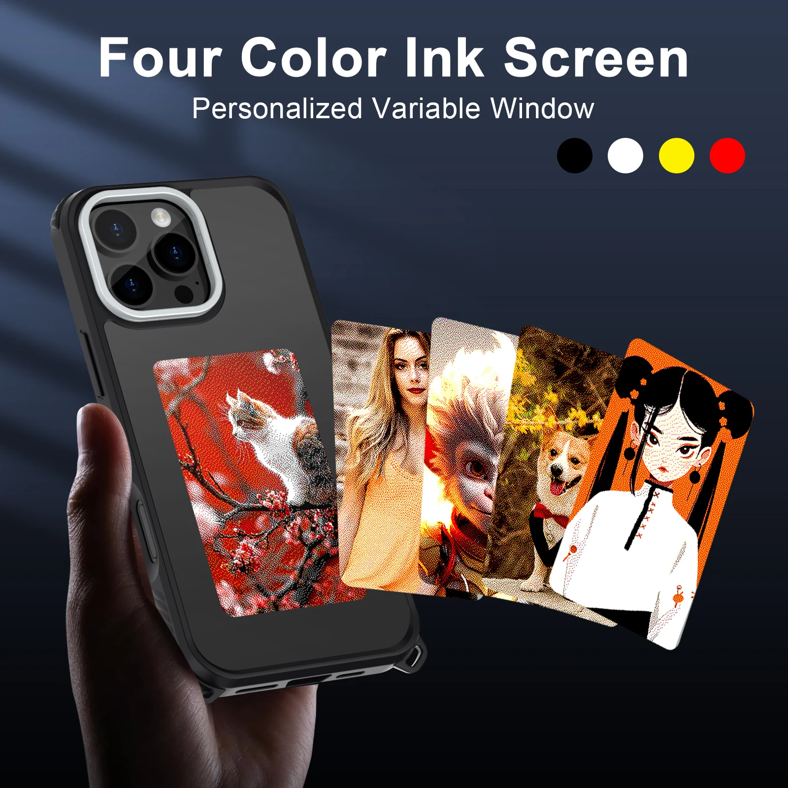 Luxury Design NFC E Ink Screen Display PC Phone Case With Lanyard Hole for iPhone 16 Pro Max Wholesale Customizable Logo