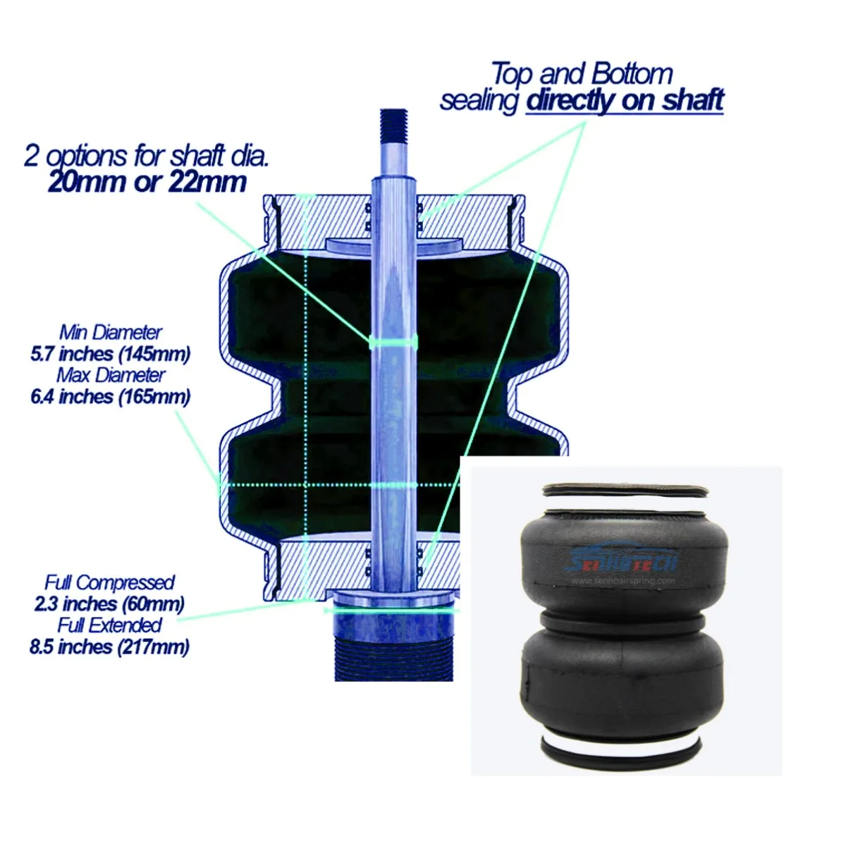 Senho 1/4'' 3/8'' 1/2'' Npt Vu2 2corner Manifold Air Ride Bag
