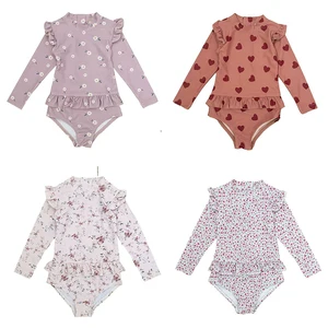 2026 New Arrival Cute Kids' Long Sleeve One-Piece Swimsuit for Girls - Quick-Dry Uv Protection Swimming Gear for Children