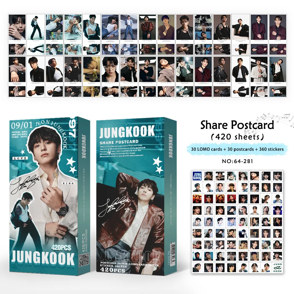 420Pcs/Set Kpop Jungkook Jimin V ARIRANG Share Postcards Stickers
