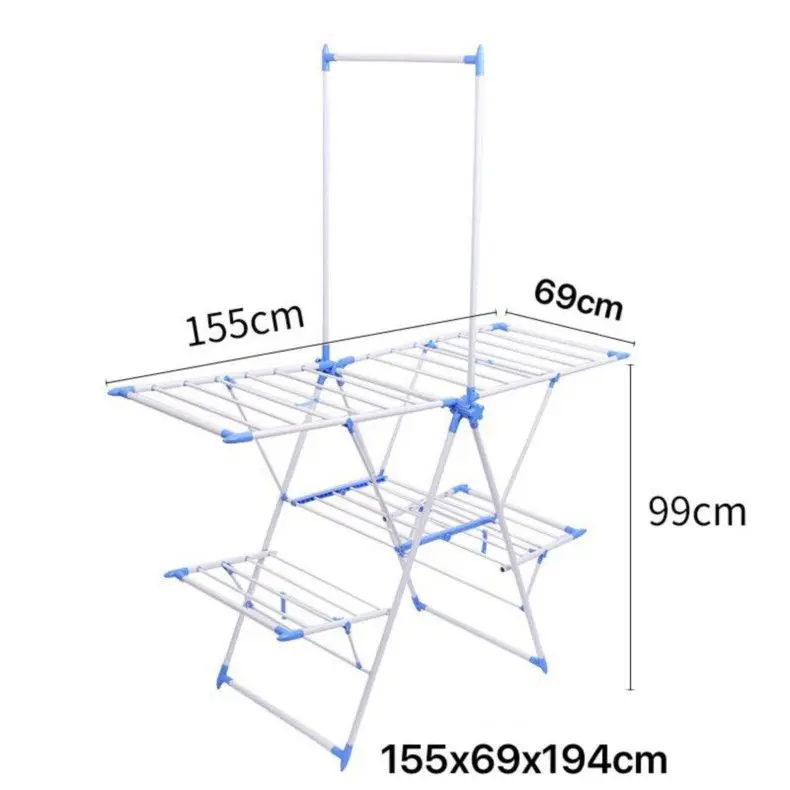Eco-Friendly Double-Tiered Foldable Metal Clothes Drying Rack Portable Outdoor and Bathroom Suitable Perfect Hanger