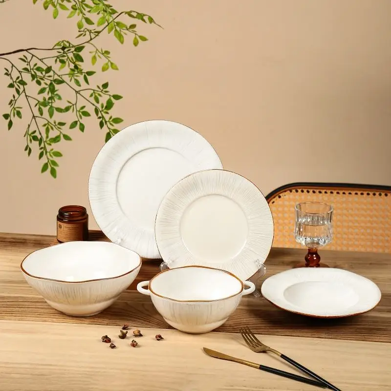 Groothandel Porcelain Rond Vorm Keramische Plaat Avondmaal Porselein Servies Servies Diner Servies Sets