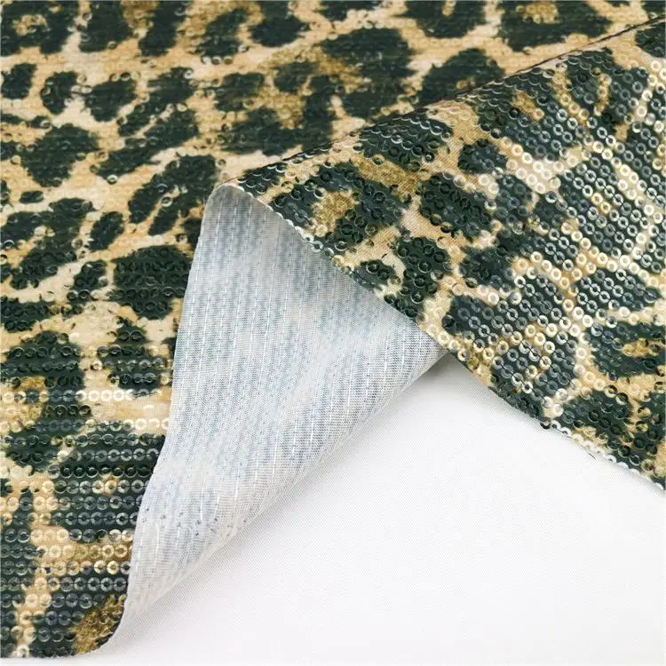 Sequin Polyester Spandex Digital Print Fabric for Wedding Evening Dress