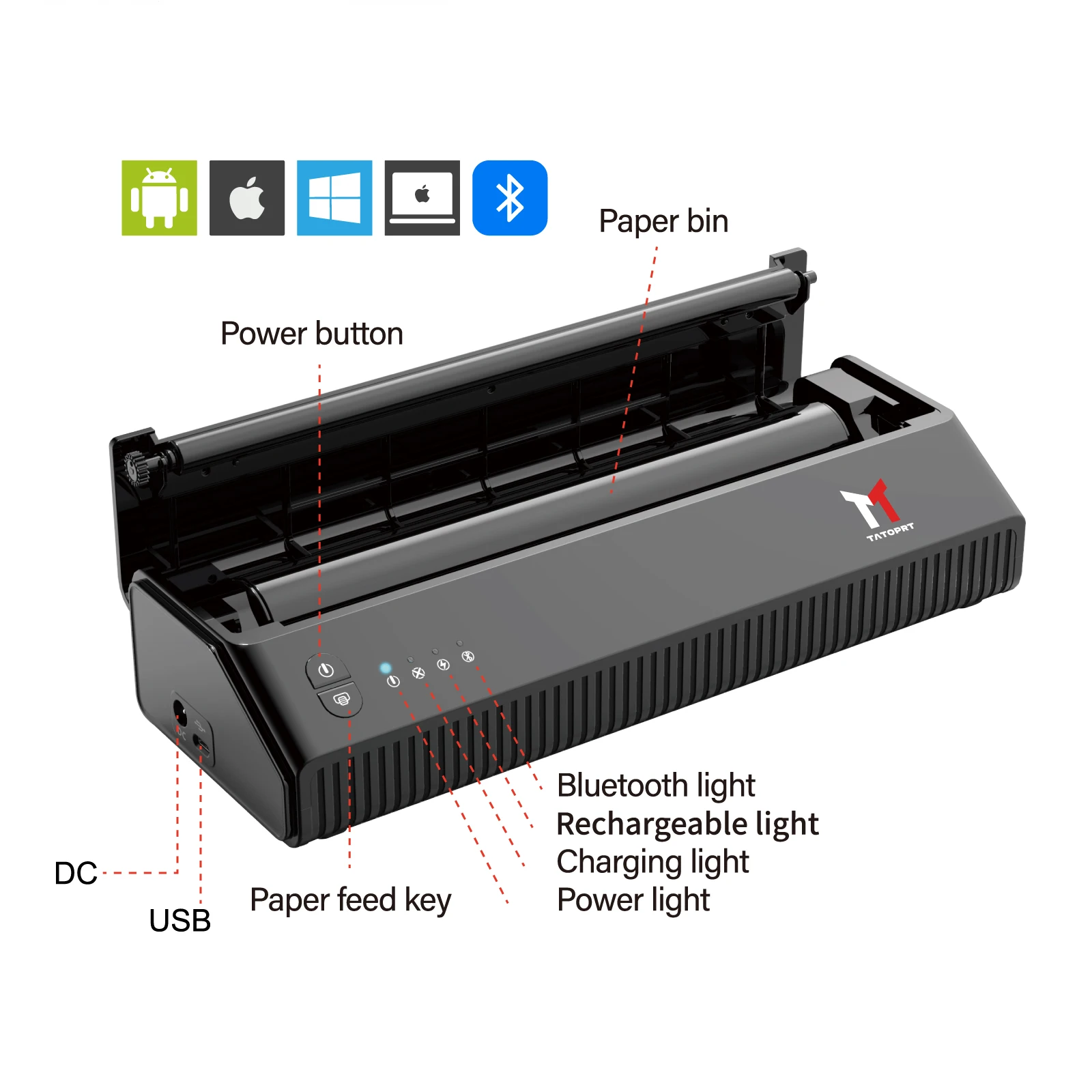 Ambition MHT-P8008 Tattoo printerタトゥーマシン MHT-P8008 Bluetooth Tattoo Stencil Printer | High Precision