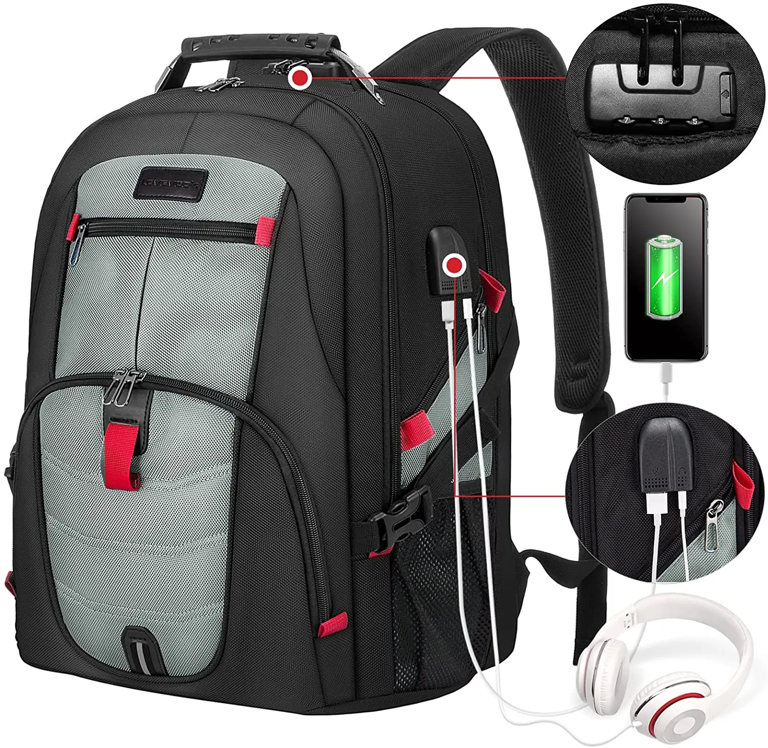 17.3 inch laptop backpack with usb port dtbg Travel Backpack, 17 Extra Large Laptop Charging Hole 45L Anti Theft Travel Backpack Water Resistant College Business Computer Bag Fit Inch Laptop for Men Women OIWAS rolling backpack with wheels fits 15.6 laptops DTBG 17.3 Inch - Anti