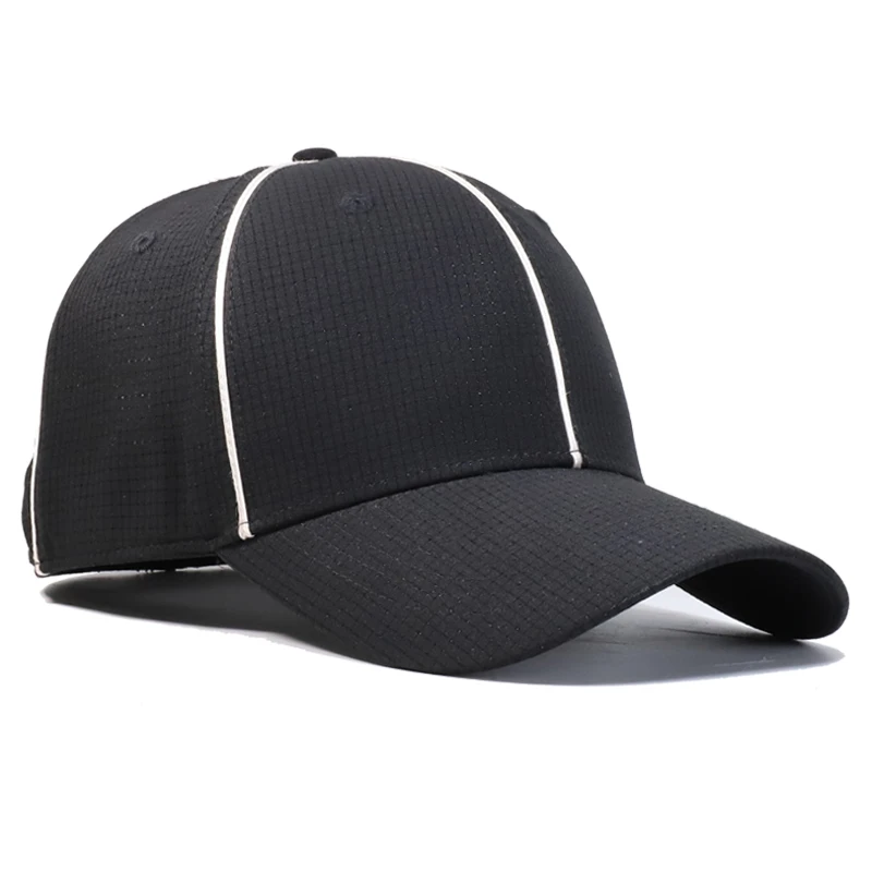Custom Logo High Profile Plain Black Fitted Baseball Cap Referee Hat