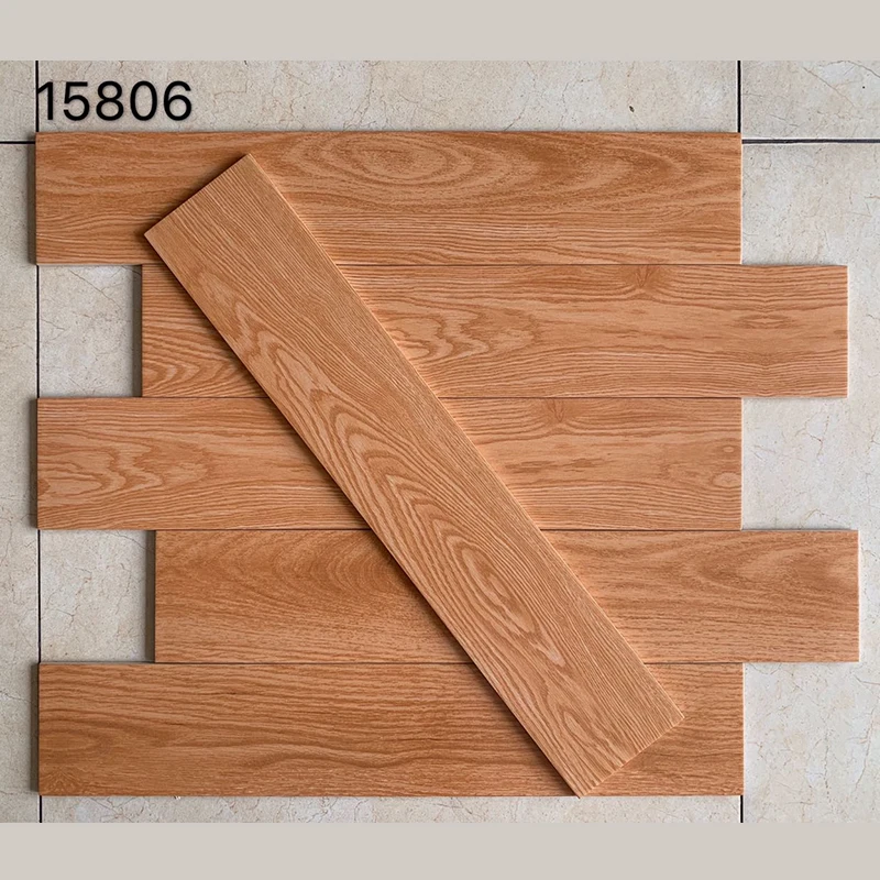 150x800mm Wood Finish Solid Wood Imitate Ceramic Bricks Wooden Tiles Bedroom Living Room Non Slip Floor Tiles Flooring Design