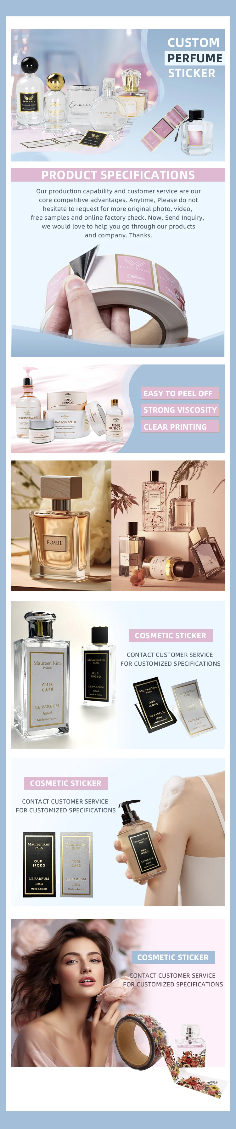 Waterproof Copper Hologram Craft Sticker for Cosmetics Bottles Customizable Size & Color Adhesive Sticker manufacture