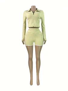 Dropshipping Wholesale Trendy Popular Tracksuits  Fitness Gym S-2XL Two Piece Set Women Clothing