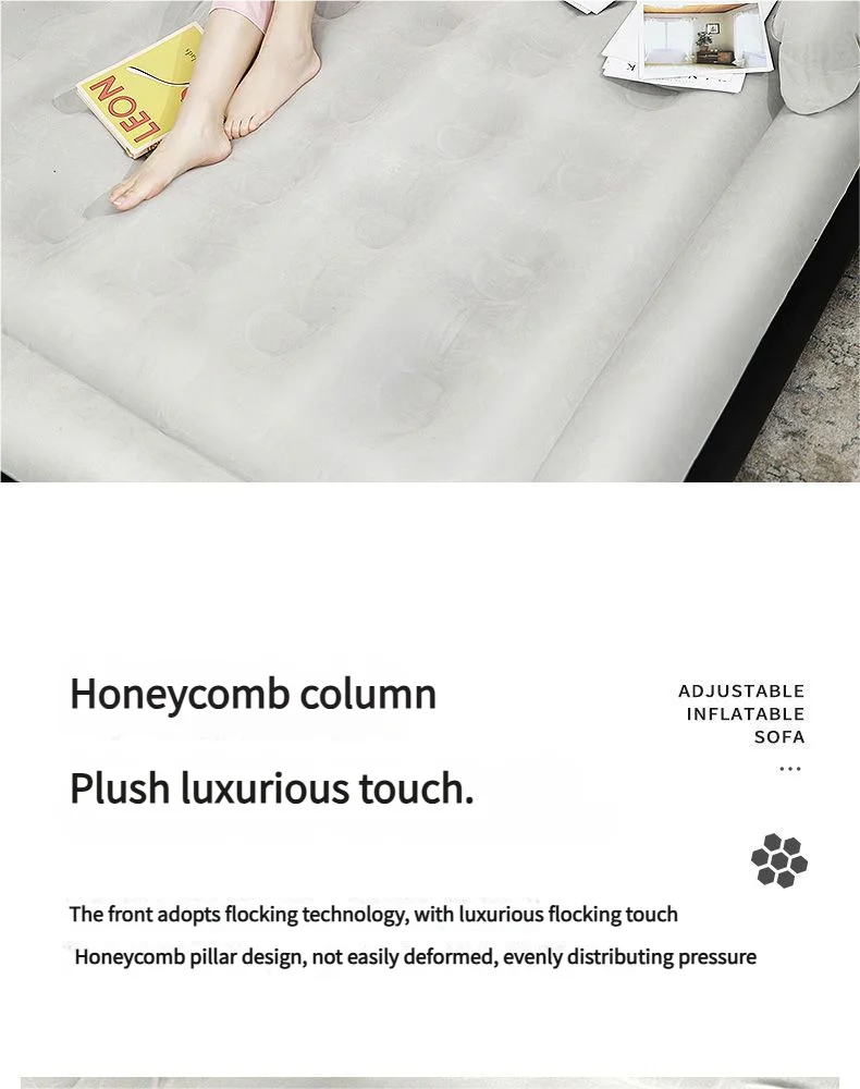 Design moderno Double Air Bed Colchão alta dobrável inflável para atividades ao ar livre para parques de campismo