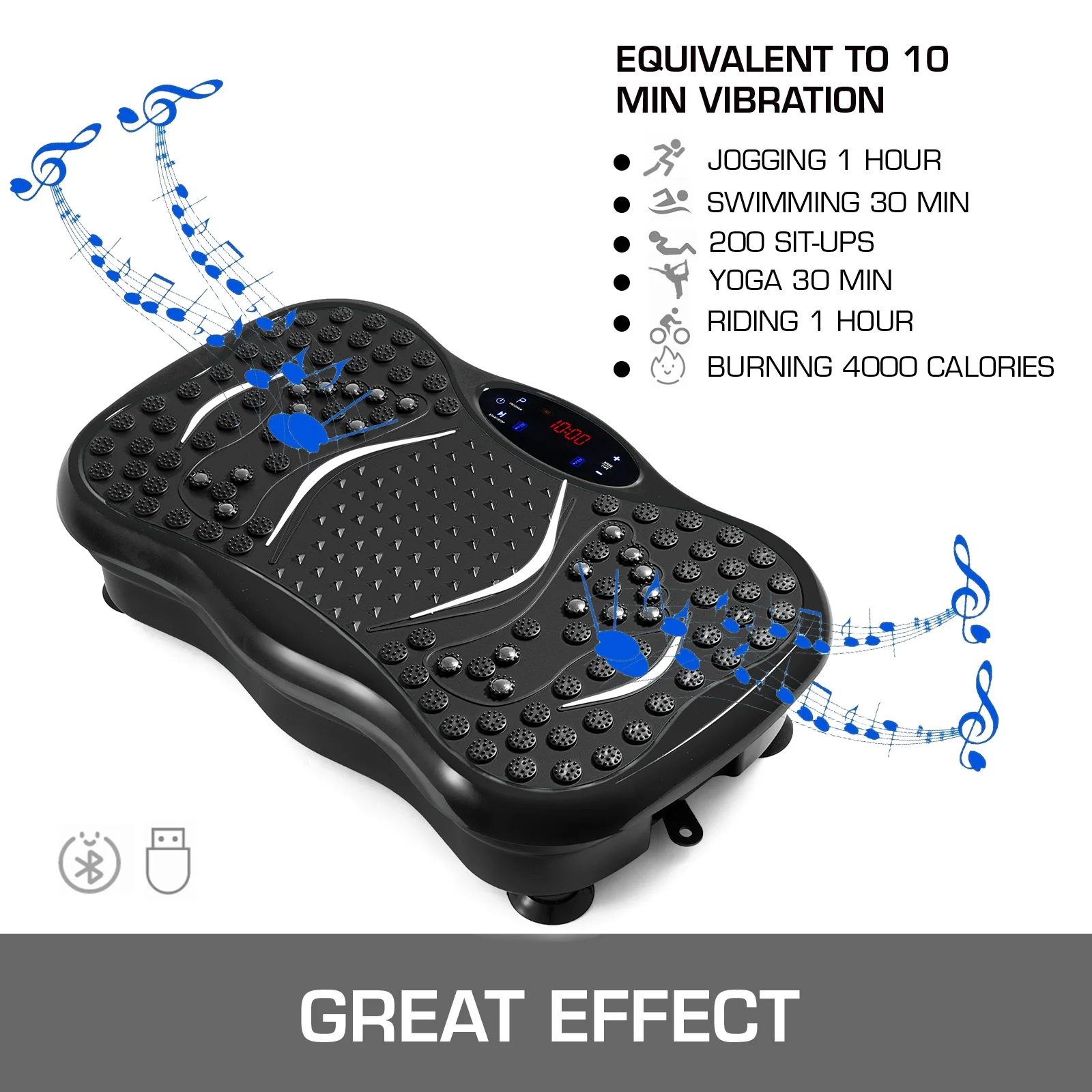 Multiple Protection  Vibration Plate Platform Whole Body Exercise Fitness Trainer Machine Music Player