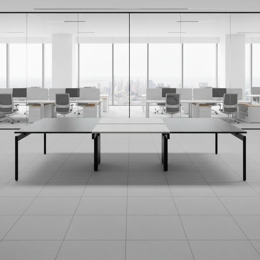 Modern Durable Foldable Boardroom Table with Wood Top and Steel Legs for Commercial Office Use 4
