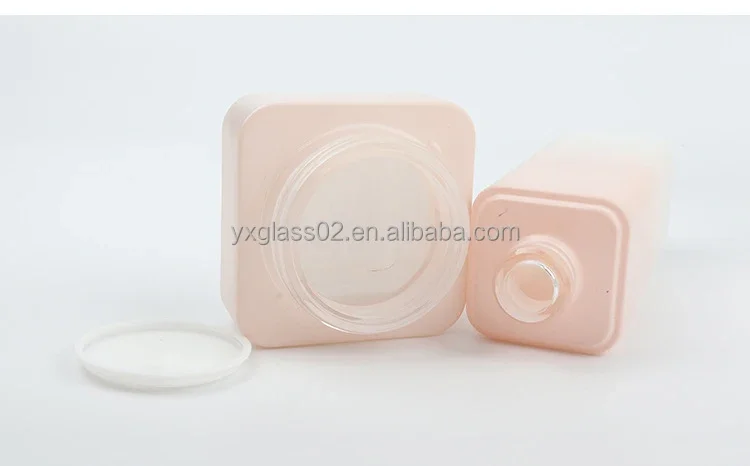 Supplier Cosmetic square glass bottle set Innovative design of rose gold cover for skincare packaging 50g40ml100ml120ml supplier