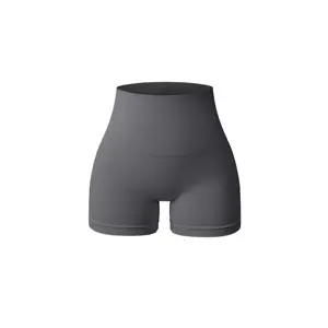 Women's High-Waisted Seamless Yoga Shorts Elastic Waist Sexy Beijimage Sweat-Wicking Breathable Four-Way Stretch Solid Pattern