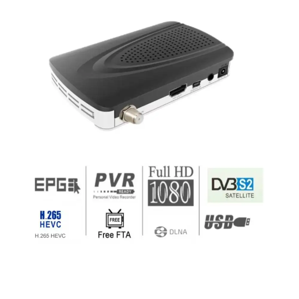 FTA  Mini DVB-S2 Decoder H265 Hevc MPEG  PVR EPG DVB S2 Ethernet LAN Digital TV Tuner Set Top Box Satellite TV Receiver
