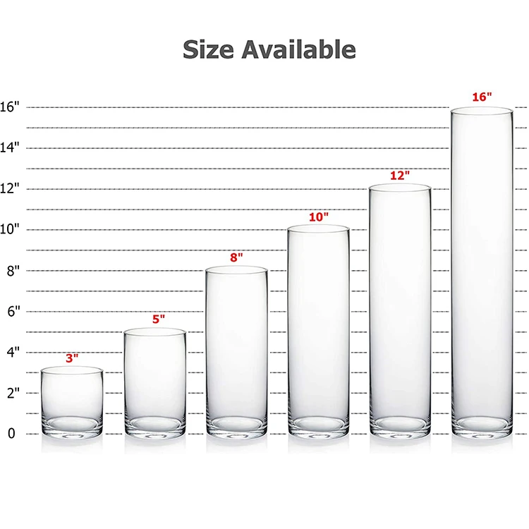 WGV - Vaso cilindrico, 10,5 cm di larghezza x 64 cm, contenitore floreale, centrotavola in vetro per feste di nozze, eventi, decorazione casa, ufficio, trasparente, 1 pezzo