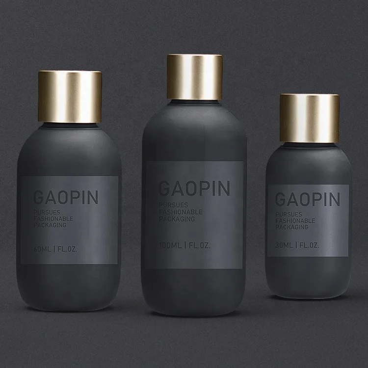 Plastic Matte Black 30ml 60ml 100ml HDPE  Bottle and Skin Care Packaging