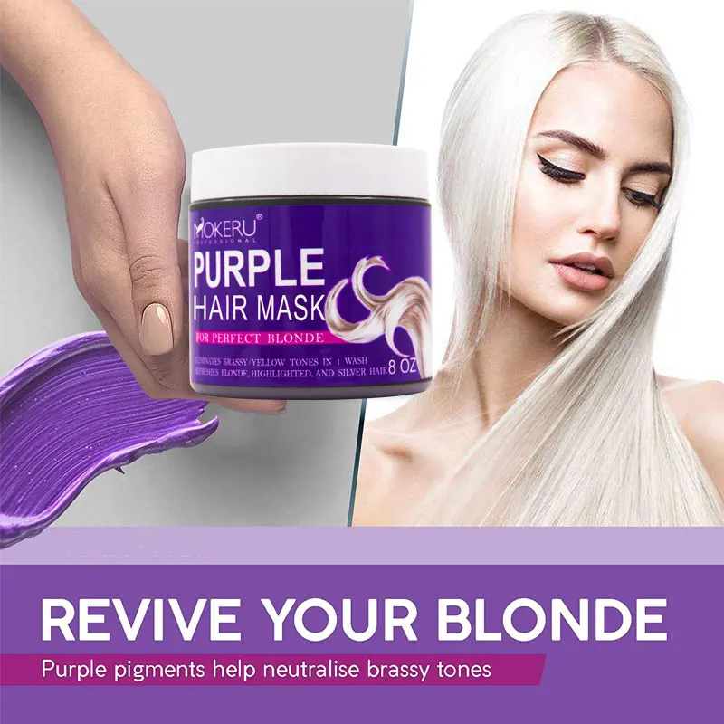 
 Mokeru 8 OZ Greatly Lighten Brassy Purple Hair Mask For Men And Condition Dry Damaged Hair Mask  No Yellow Hues Purple Hair Mask  