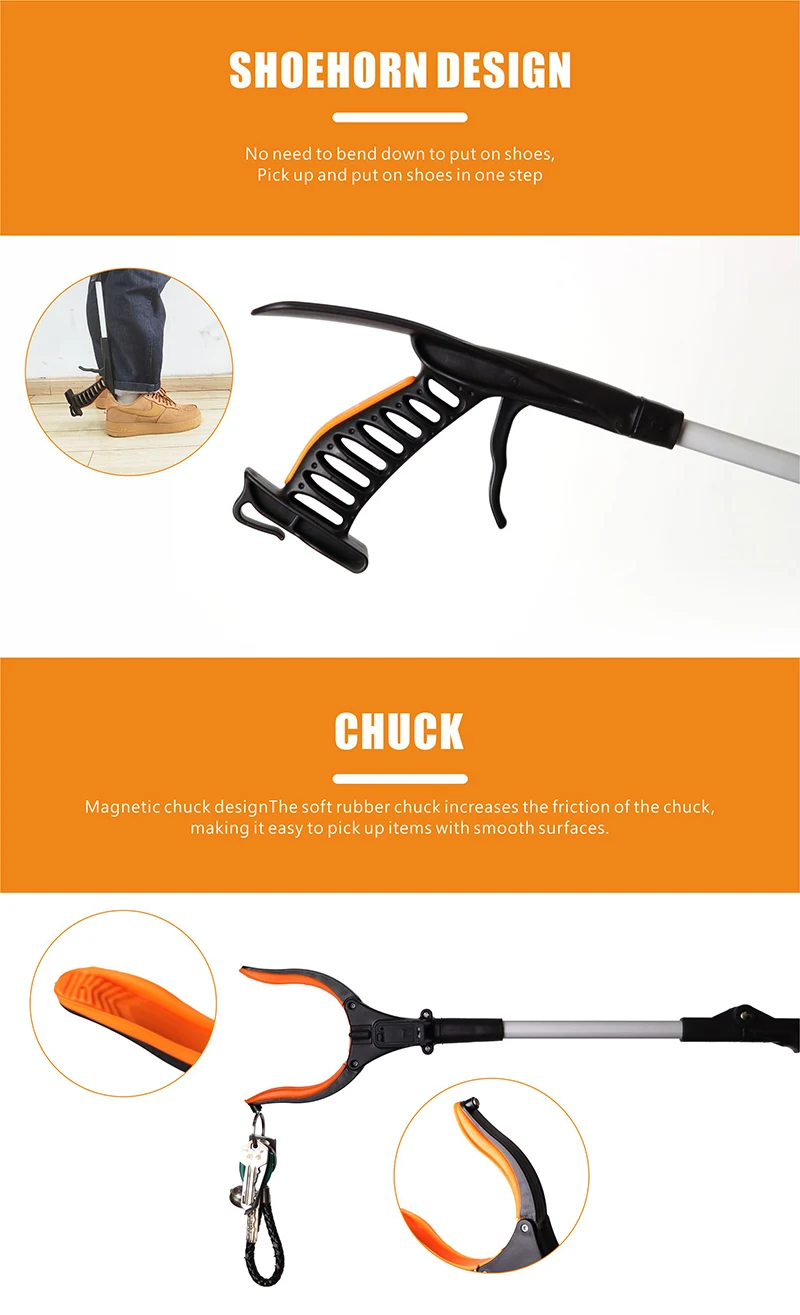 Reacher Grabber Tool 82cm Long Foldable Grab Tool For Elderly, Lightweight Extra Long Handy Trash Claw,Reaching Assist Tool For Pick Up Trash,Litter Picker,Arm Extension Save Your Back