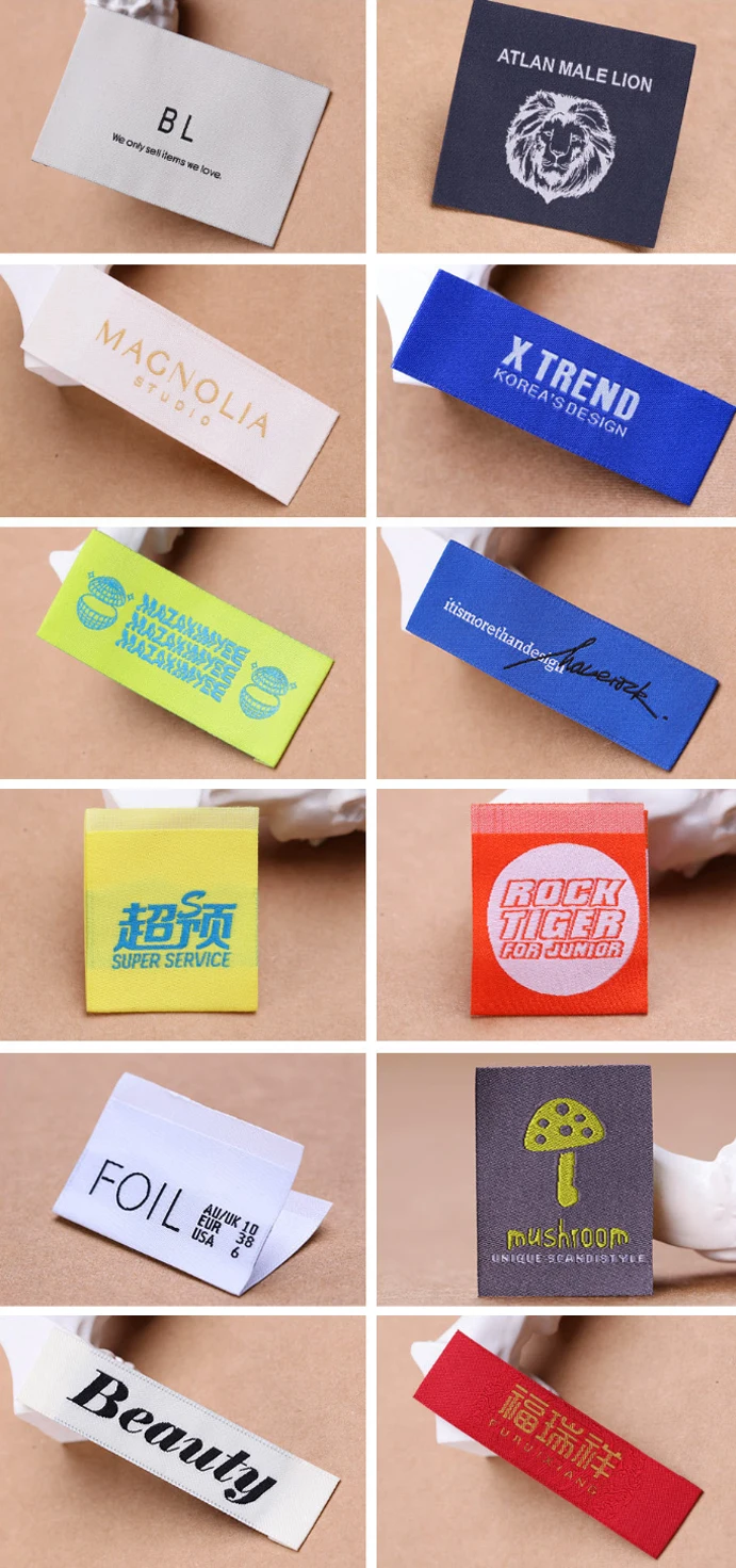 Textiles Designer Labels Customized Cotton Woven Labels Collar Labels High Density Eco-Friendly ...