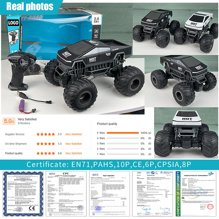 2.4ghz 1:12 Big Wheel RC Cybertruck Model Toy Climbing Crawler