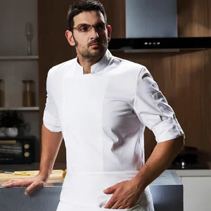 2026 Fashion Elastic Cotton Chef Coat Uniform Comfortable Restaurant & Bar Cook Uniform