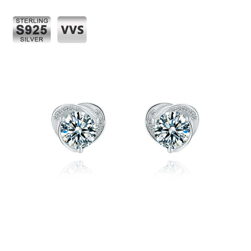 Moissanite Stud Earrings 2 Carat 925 Sterling Silver White Gold Plated  Hypoallergenic