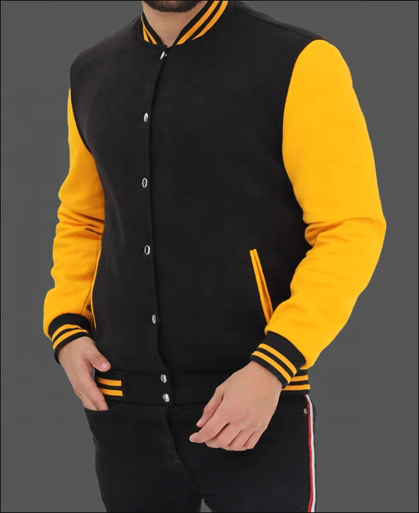 Source Hot Sale Top Quality Green and Yellow Baseball Varsity