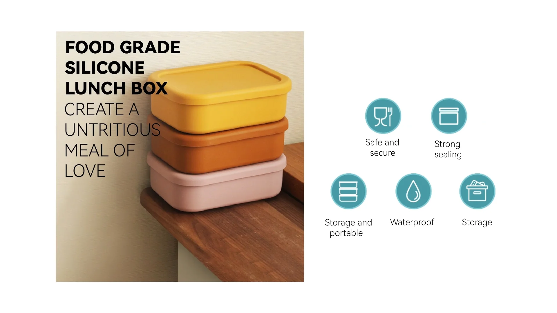 Highcapacity Portable Three Grid Divide Food Grade Silicone Bpa Free